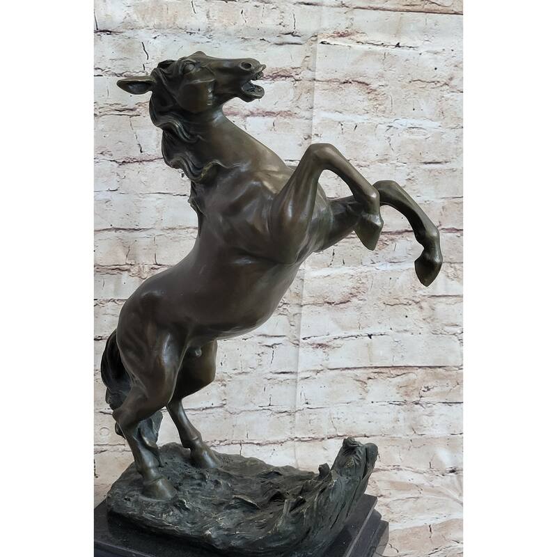 Rearing Horse On Hind Legs Bronze Sculpture Statue Equestrian Pj Mene Art Decor