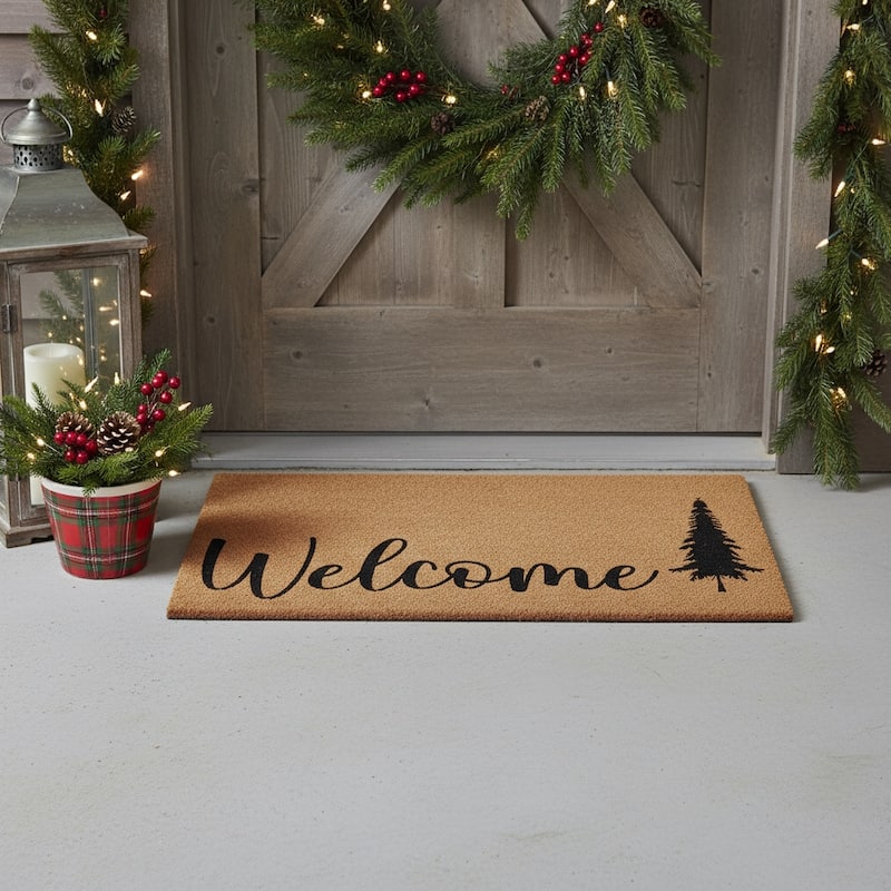 HomeRoots 17" X 29" Brown And Black Christmas Outdoor Coir Door Mat - 17.00' X '29.00 - 17.00' X '29.00