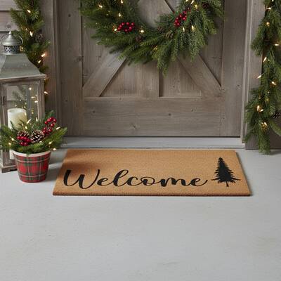 HomeRoots 17" X 29" Brown And Black Christmas Outdoor Coir Door Mat - 17.00' X '29.00