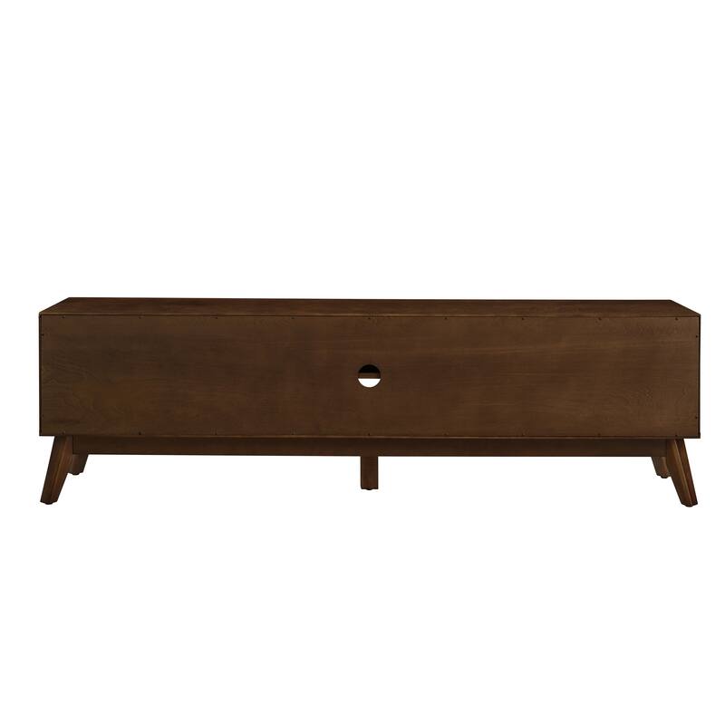 67.9 Inch Modern Rattan TV Stand for TVs up to 75", Entertainment Cabinet, Media Console,Solid Wood Feet & Rattan Cabinet Doors
