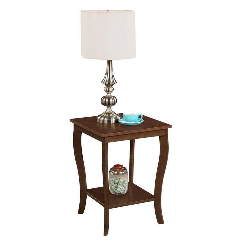 Square End Table with Two Tier Shelving, Classic Transitional Accent Side Table for Storage and Decorative Living Room Display
