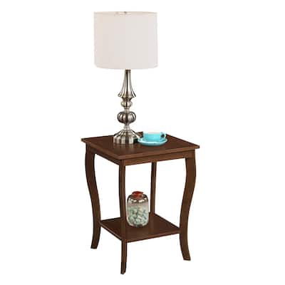 Square End Table with Two Tier Shelving, Classic Transitional Accent Side Table for Storage and Decorative Living Room Display