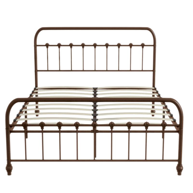 Metal Platform Bed Frame with Headboard and Footboard, Heavy Duty Slat Support/Underbed Storage Space, Vintage Style