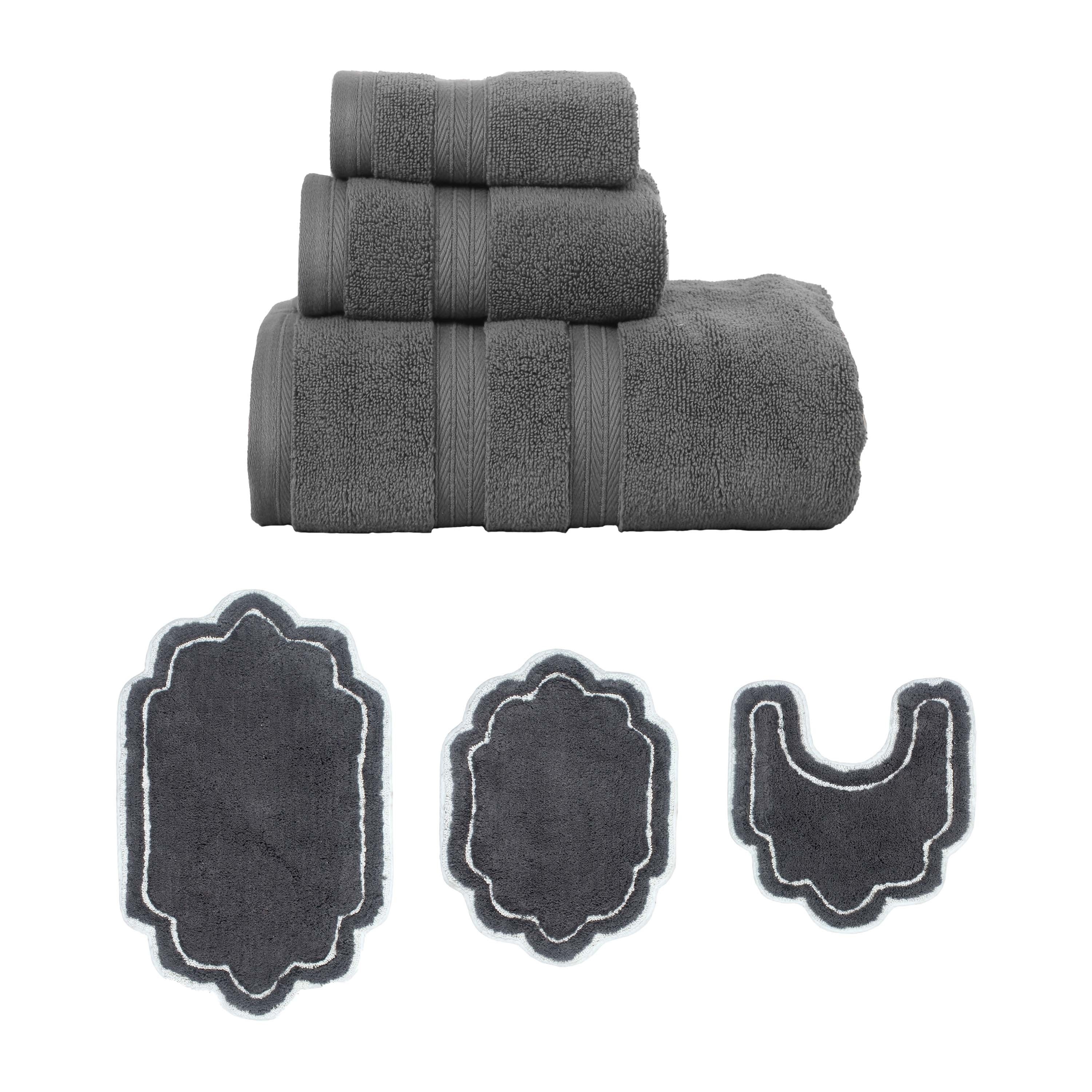 Home Weavers Allure Collection 100% Soft Cotton Super Absorbent 3 Pcs Towel Set & 3 Pc Bath Rug Set, Machine Wash (Set of 6)