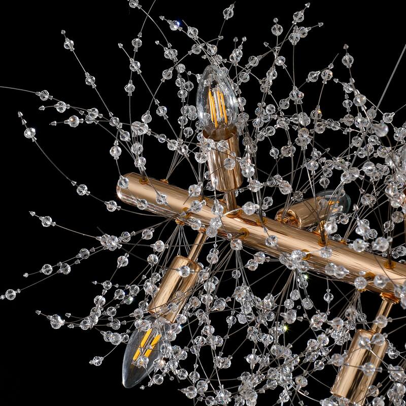 Gold Sparkle LED Linear Chandelier Pendant Light Crystal Lamp Creative Lighting