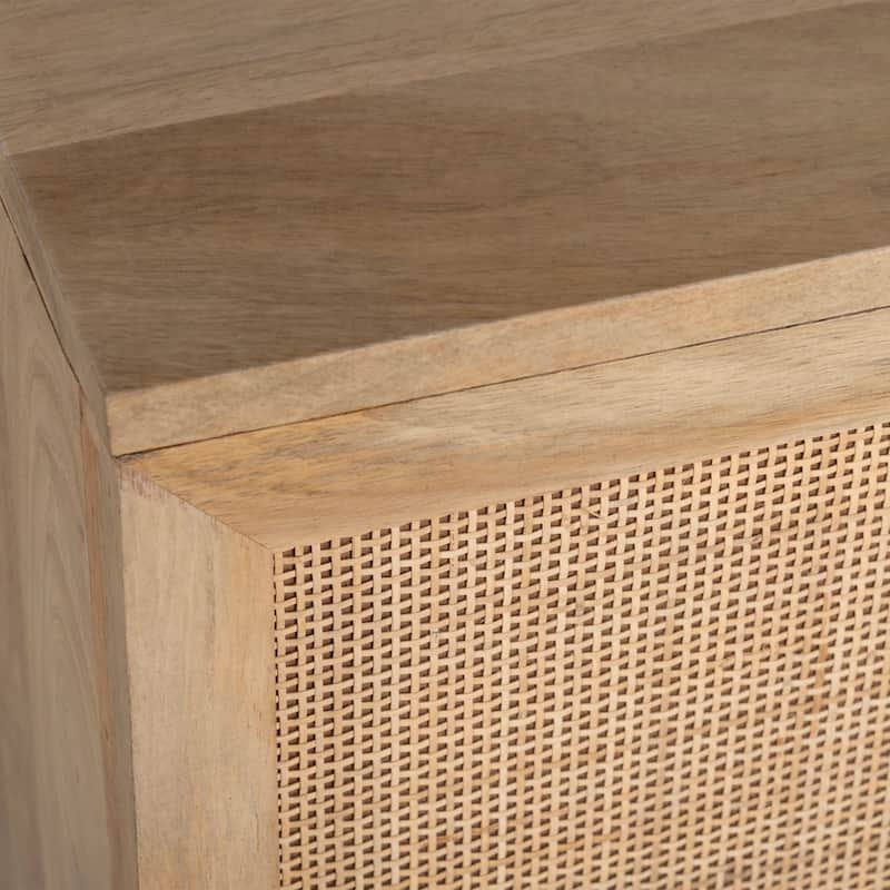 Curtis Solid Wood with Natural Woven Cane TV Stand