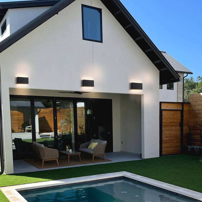 9.8"W Outdoor Rectangular Integrated LED Wall Sconce - 5.5-in H x 9.8-in W x 1.8-in D