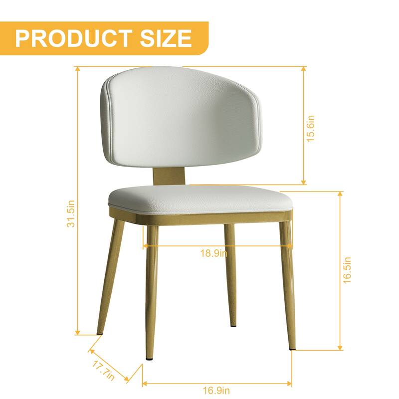 Roomfitters Modern PU Leather Dining Chairs Set of 2, Metal Frame Kitchen and Dining Room Seating, White