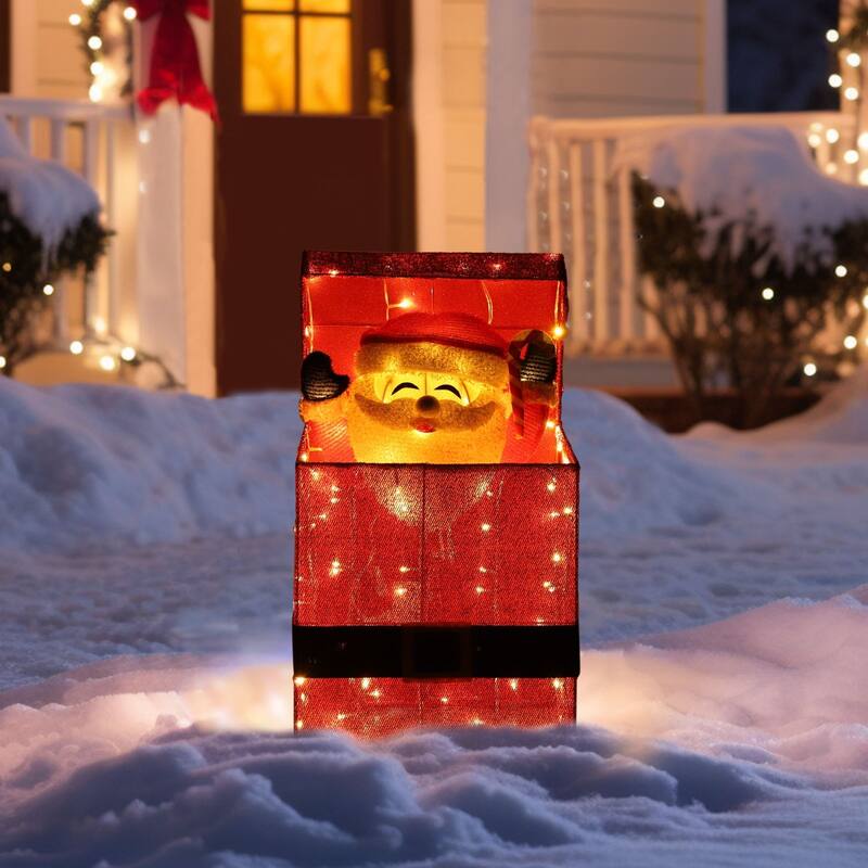 VEIKOUS 3D Pre-Lit Animated Santa Claus Sign, Lighted Holiday Display with 100 LED Lights, Outdoor/Indoor Christmas Decoration