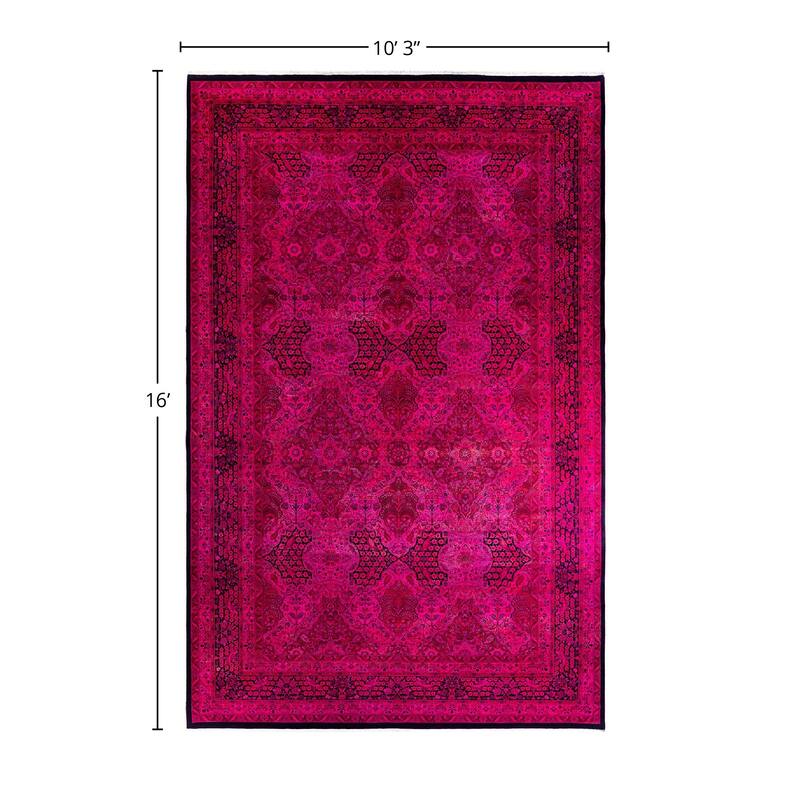 Overdyed, One-of-a-Kind Hand-Knotted Area Rug - Pink - 10' 3" x 16' 0"
