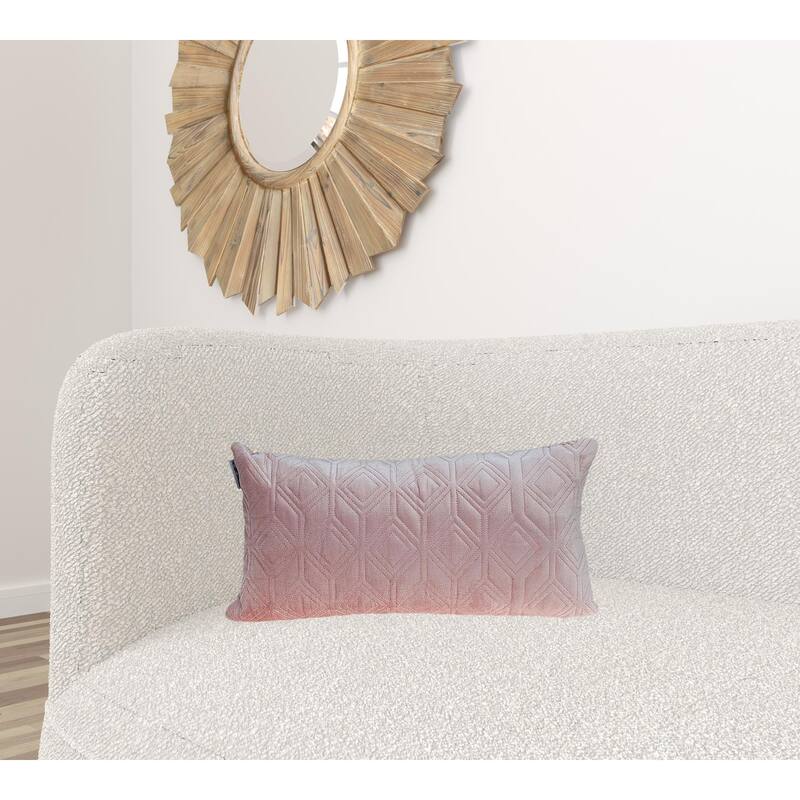 Tufted Diamonds Rose Gold Velvet Lumbar Accent Pillow