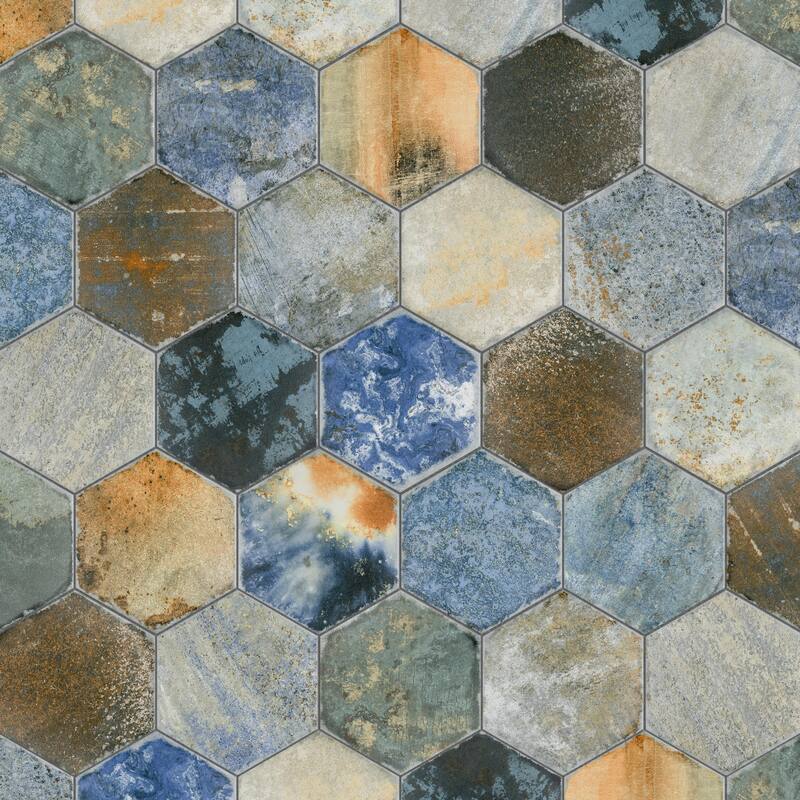Merola Tile Dorne Hex Mix 8-5/8" x 9-7/8" Porcelain Floor and Wall Tile