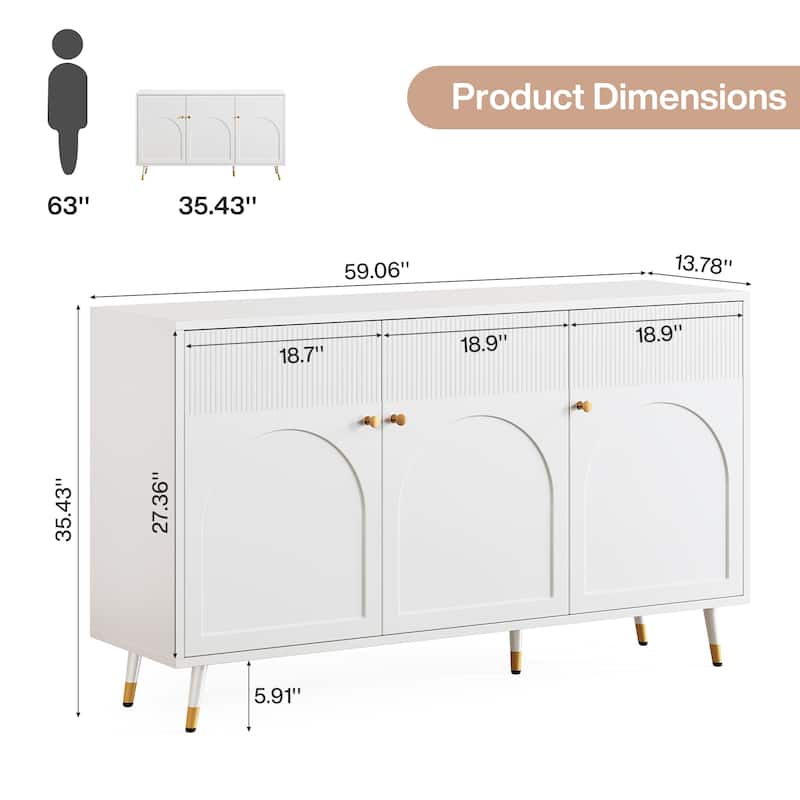 59.06-Inch Sideboard Buffet Cabinet with 3 Doors