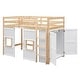 preview thumbnail 25 of 34, Twin Size Loft Bed with Built-in Storage Wardrobe & 2 Windows, Wooden Bed Frame w/Ladder & Safety Guardrail for Boys & Girls