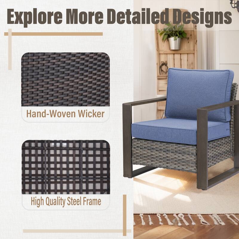 Gymojoy Outdoor Patio Chair with 2 Ottomans