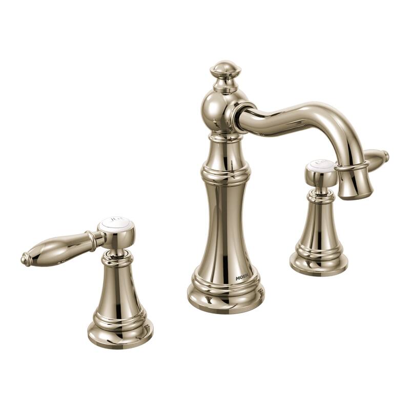 Moen TVS42108 Weymouth 1.2 GPM Widespread Bathroom Faucet with Pop-Up - Polished Nickel