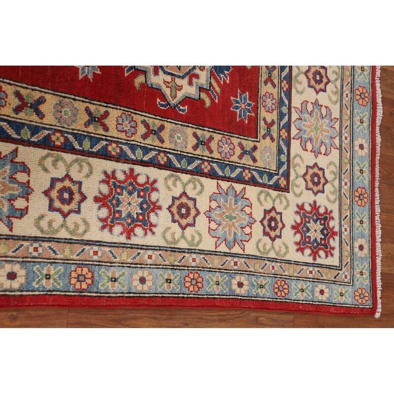 Red Kazak Area Rug Handmade Living Room Wool Carpet - 6'7" x 9'9"