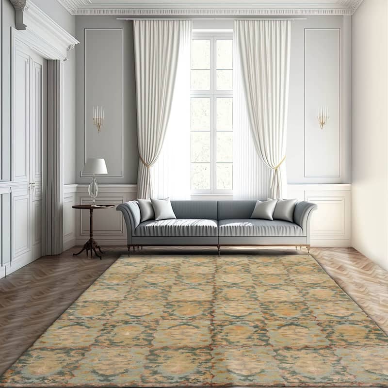 Hand Knotted Tibetan Aqua Tibetan Wool Traditional Oriental Area Rug - 6' x 9'