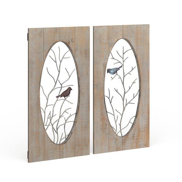 Brown Wood Bird Wall Decor with Tree Branches (Set of 2) Small Bed