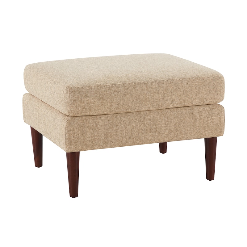 Mid Century Ottoman Stool with Upholstered Seat for Living Room Accent Seating and Decorative Modern Flair