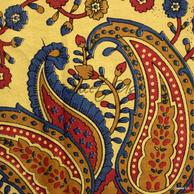 Cotton Block Print Paisley Floral Tablecloth Rectangle