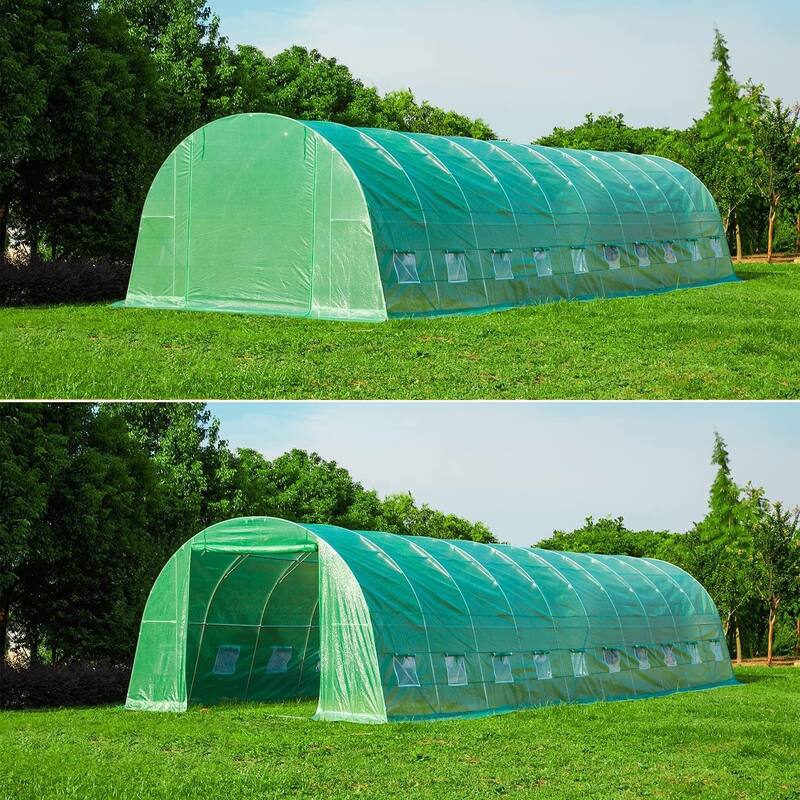 EROMMY Large Walk-in Greenhouse, Portable Greenhouse with 2 Roll-up Zippered Doors&20 Screen Windows, Tunnel Garden Plant