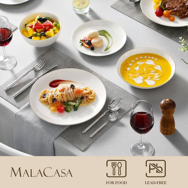 MALACASA 16-Piece New Bone China Dinnerware Set, Service for 4