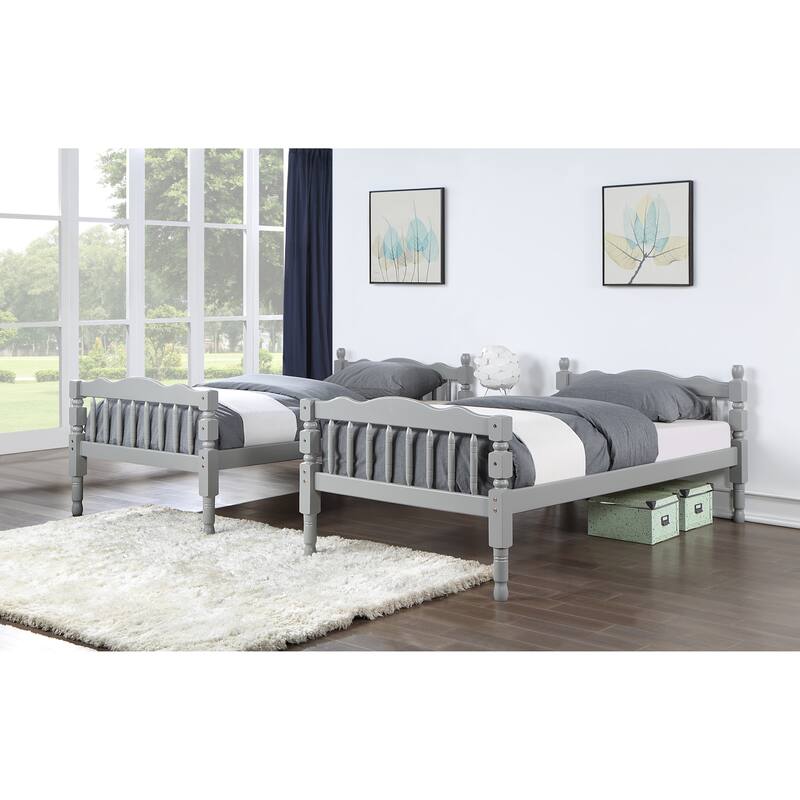 Twin over Twin Solid Wood Bunk Bed with Ladder & Fence