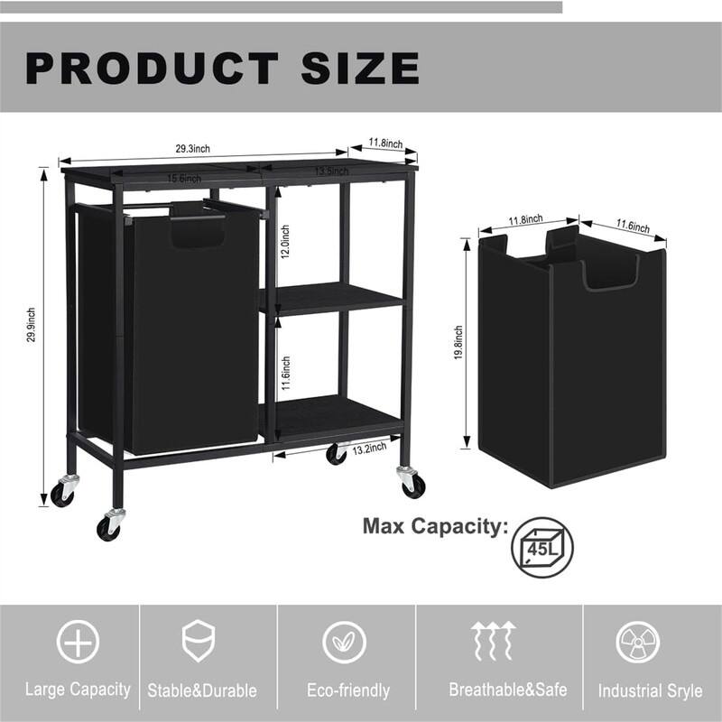 Laundry Sorter with Three Shelf - ‎29.3 x 11.8 x 29.9
