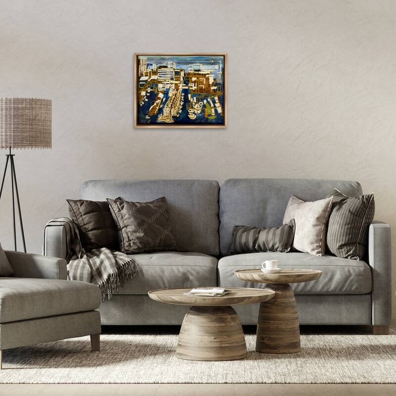 Stupell Bold Abstract Cityscape Framed Floater Canvas Wall Art Design By Erin McGee Ferrell