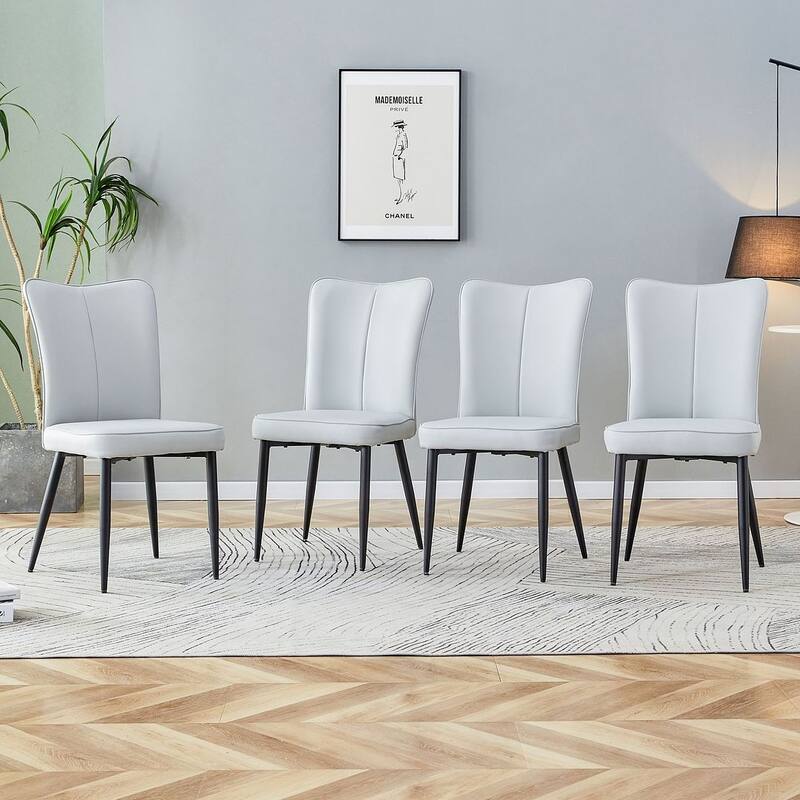 Modern PU Leather Minimalist Dining Chairs Set of 4