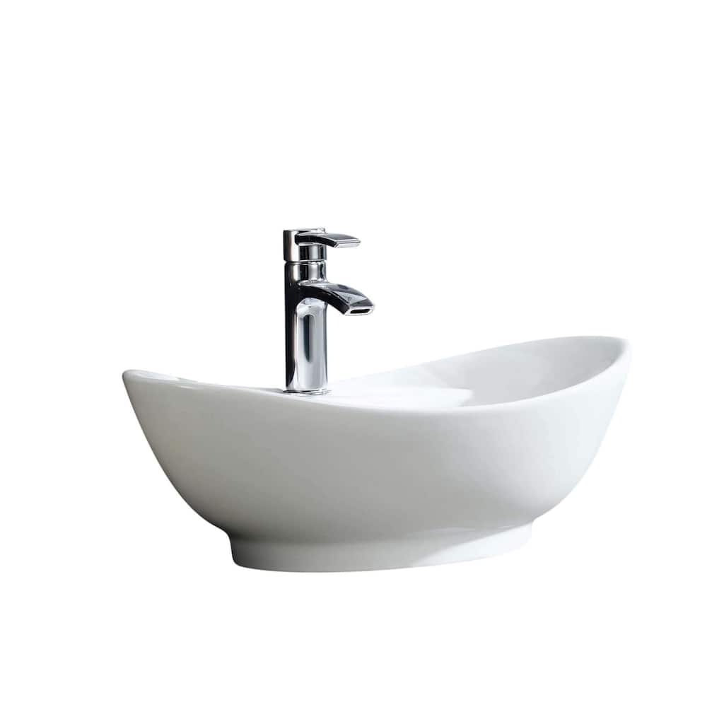 Fine Fixtures White Ceramic Chinaware 23.5-inch Vessel Sink - 23" x 15"