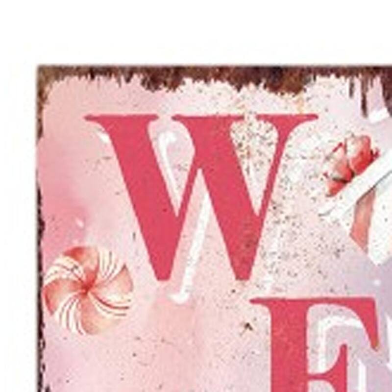 HomeRoots 42" Pink And White Solid Wood Welcome Christmas Santa Garden Stake