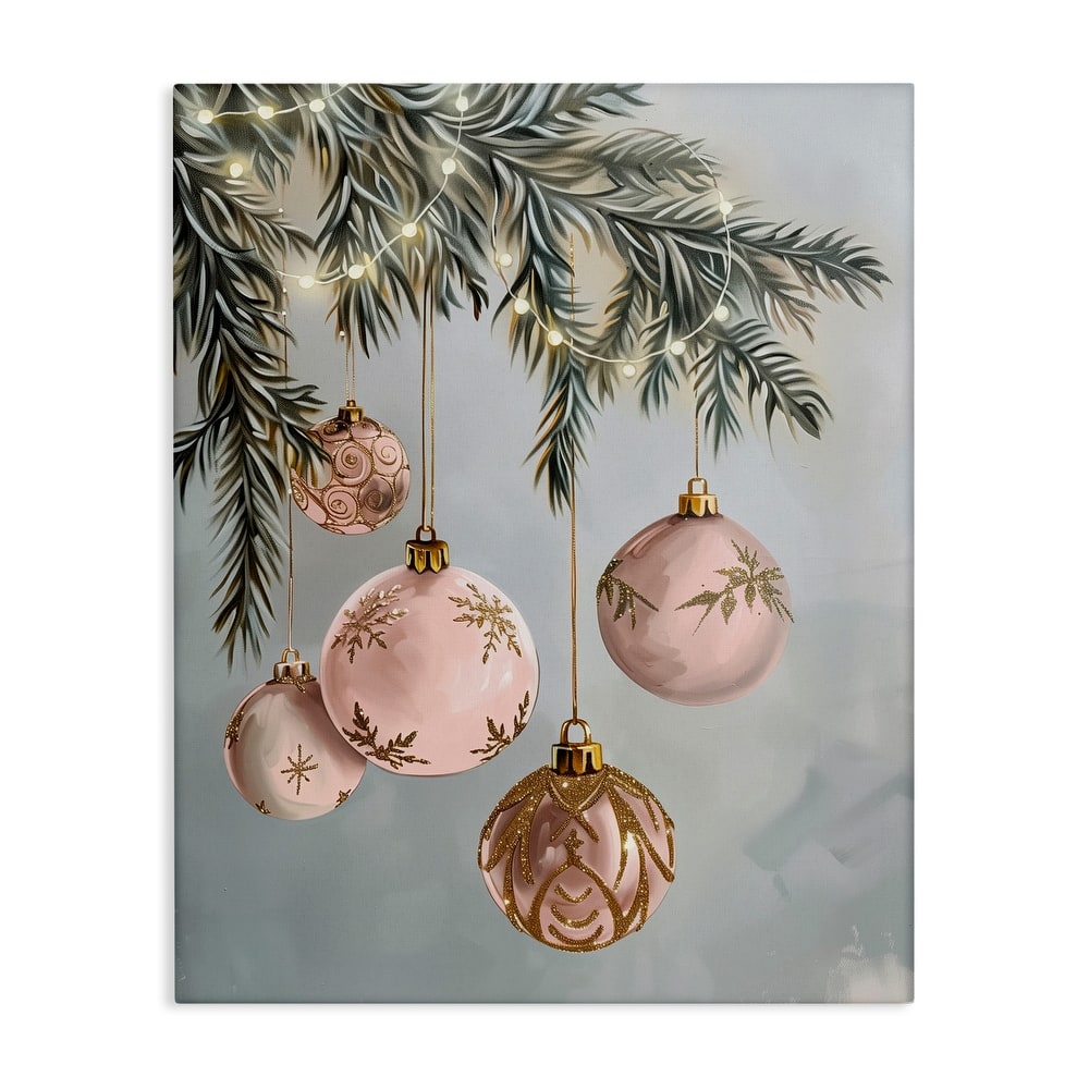 Stupell Pink Hanging Christmas Ornaments Canvas Wall Art Design By Arlington Prints