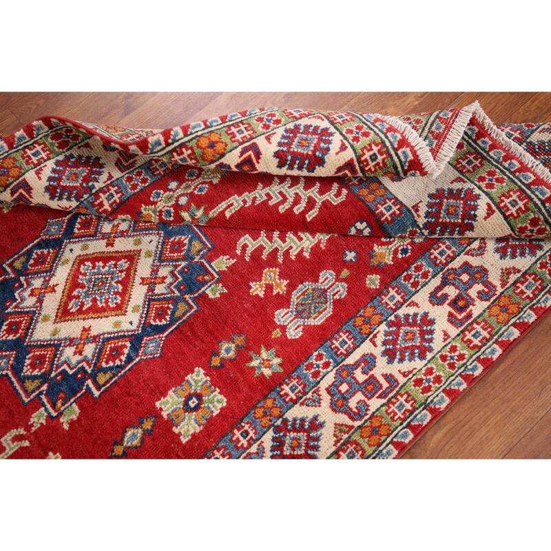 Red Kazak Oriental Accent Rug Handmade Wool Carpet - 3'2" x 5'6"