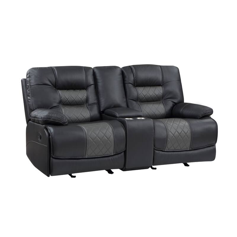 Emory Breathable Faux Leather Manual Double Glider Reclining Loveseat - Two-tone Grey