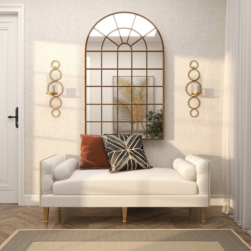 CosmoLiving by Cosmopolitan Metal Stacked Circle Geometric Wall Sconce with Glass Holder - Gold, Black, Silver