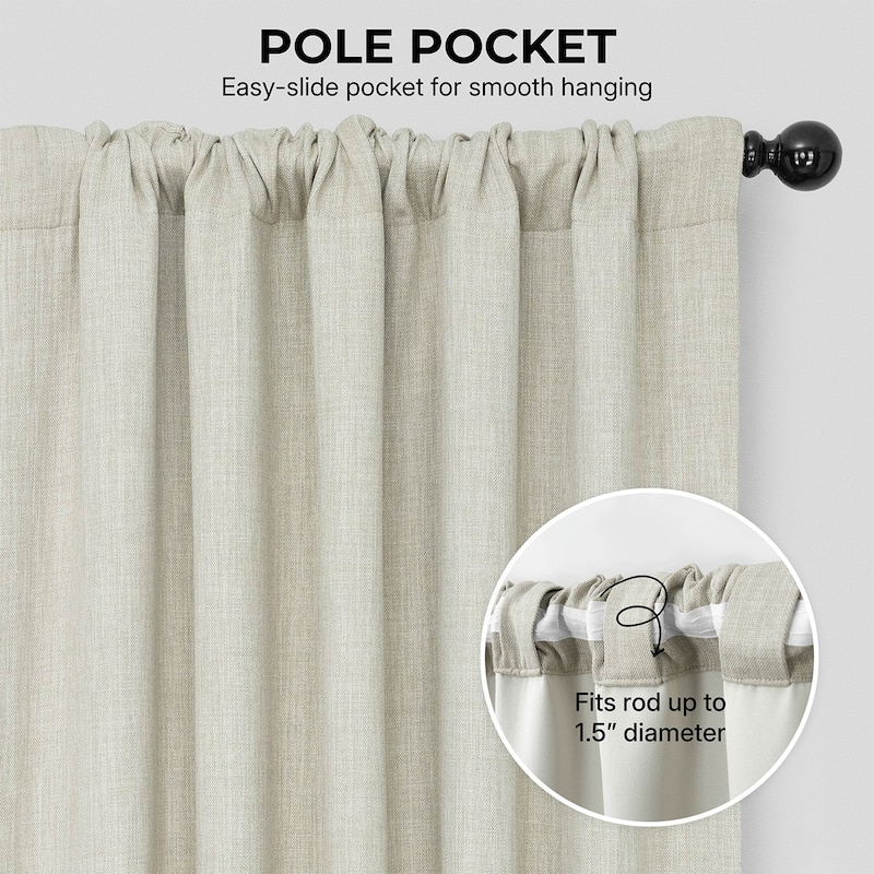 Exclusive Fabrics Textured Faux Linen Room Darkening Curtains for Bedroom & Living Room Curtains (1 Panel)