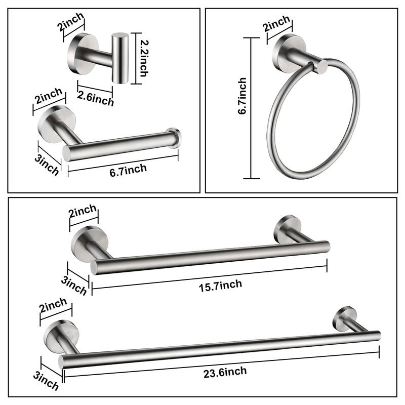 12-PCS Stainless Steel Bathroom Accessories Set Wall Mounted,Round Shape