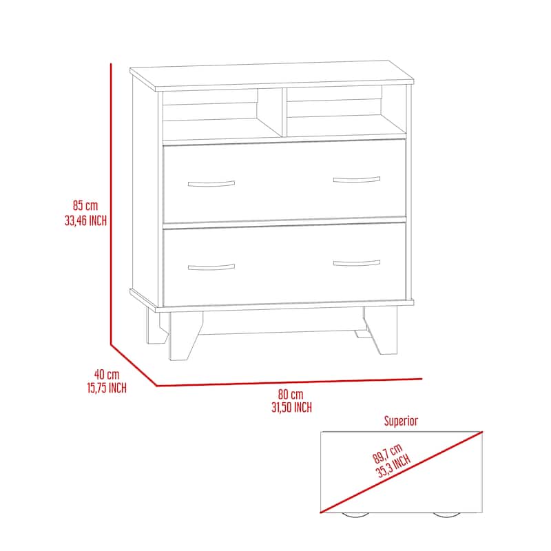 Double Drawer Dresser for Living Room ,Apartment, Bedroom, Black
