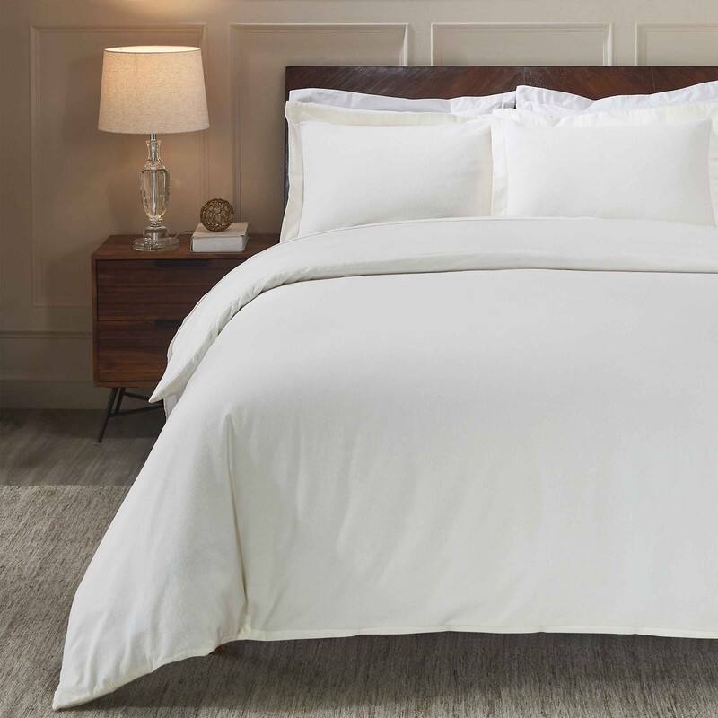 Blue Nile Mills Solid Flannel Cotton Duvet Cover Set