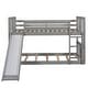 preview thumbnail 3 of 11, Gray Twin over Twin Solid Wood Bunk Bed with Slide and Fence