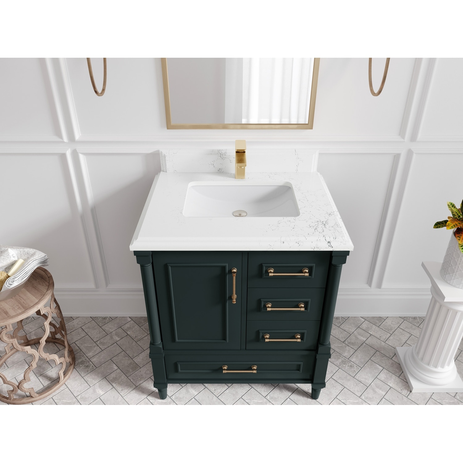 Willow Collections 30 in. W x 22 in. D Aberdeen Single Sink Bathroom Vanity in Dark Forest Green with Countertop