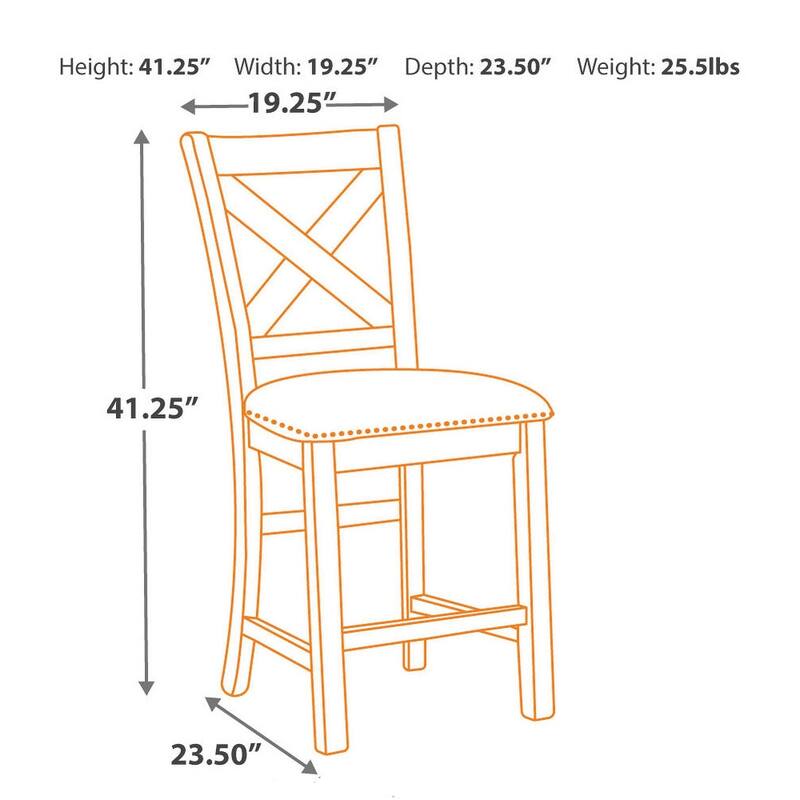 Moriville Counter Height Brown Beige Stool (Set of 2) 19.5" W x 24.38