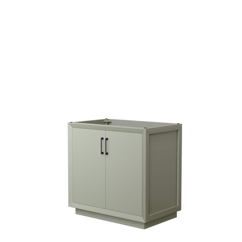 Strada 36-Inch Single Vanity Cabinet - Light Green, Matte Black Trim, No Top