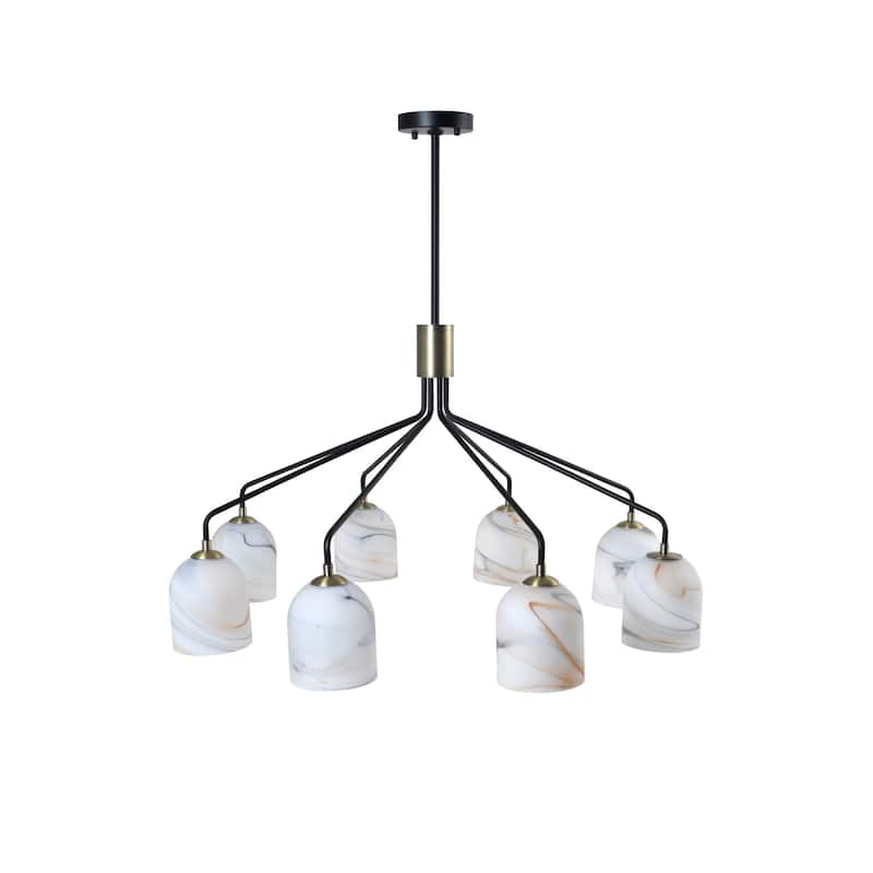 Artcraft Crema 8-Light Chandelier 34" - Black with Brushed Brass Accent