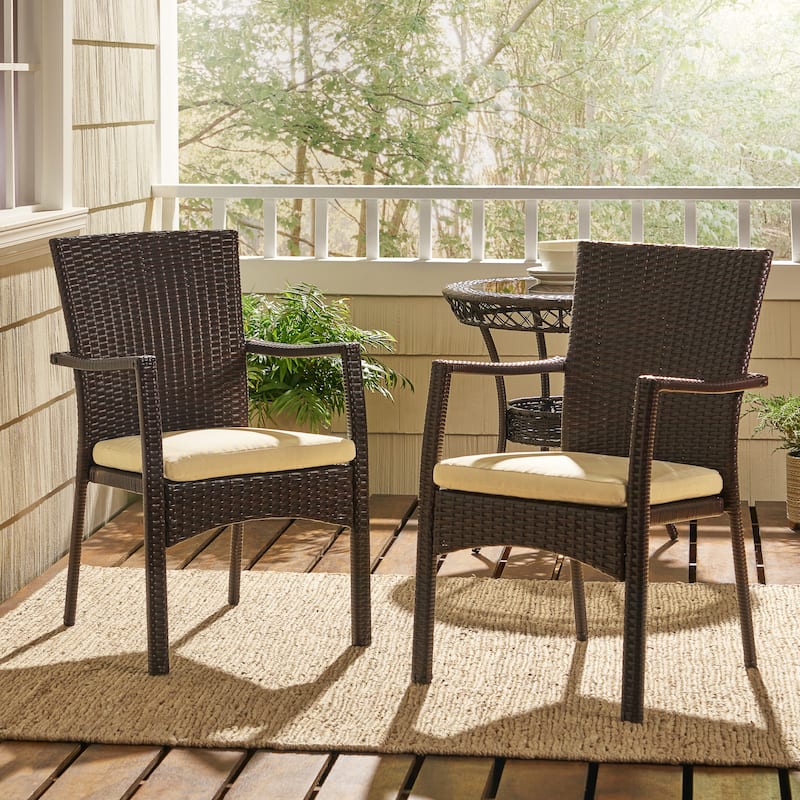 Corsica Outdoor Dining Chairs (Set of 2) by Christopher Knight Home - Brown