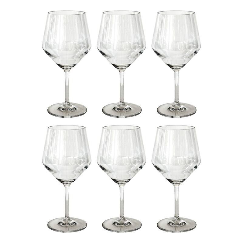 Abode Homewares by TarHong Angle Goblet, Blue, 23 oz, Set of 6 - Clear