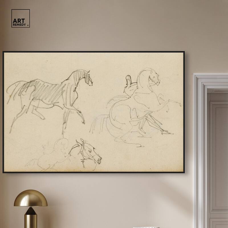 Gericault - Three horse studies Canvas by Art Remedy