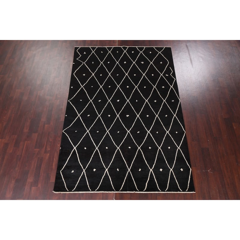 Vegetable Dye Trellis Moroccan Living Room Area Rug Wool Hand-knotted - 6'7" x 9'7"